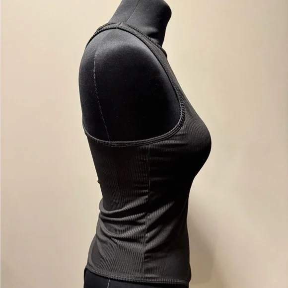 Black Ribbed Sleeveless Top - Picture 3 of 5